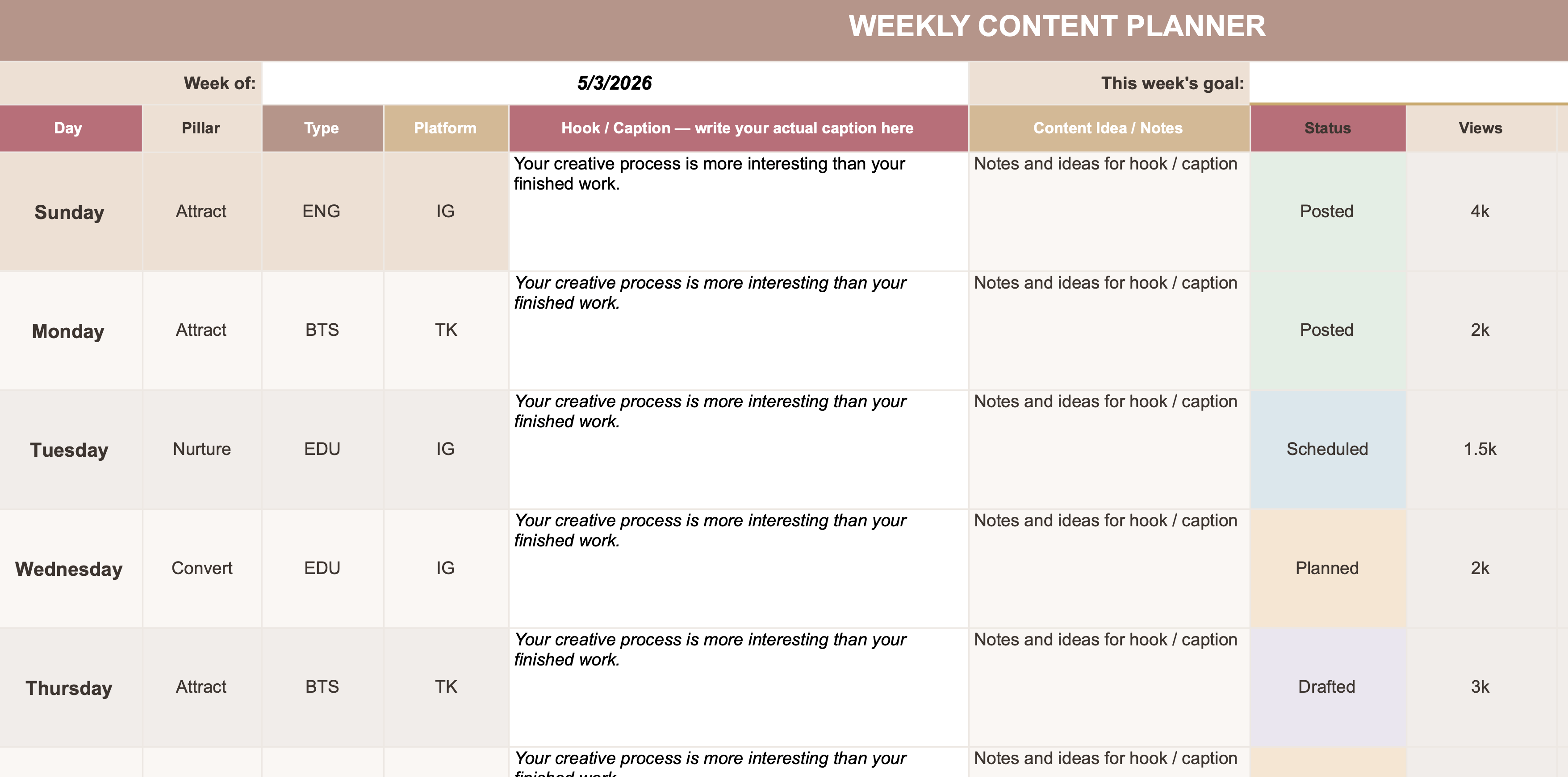 Creative Content System | Google Sheets Planner for Creators & Small Businesses